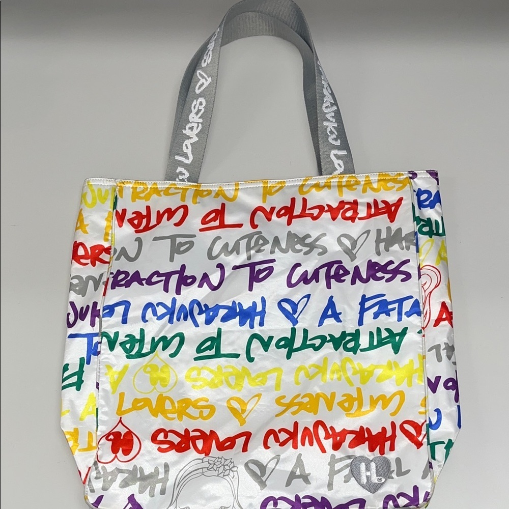 Harajuku Lovers Y2K Large White Tote with Rainbow Script